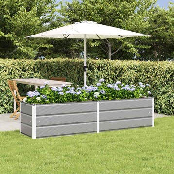 vidaXL Plantenbak Lichtgrijs 195 x 50 x 45 cm Gegalvaniseerd, Verzenden, Minder dan 60 cm, Nieuw, Metaal