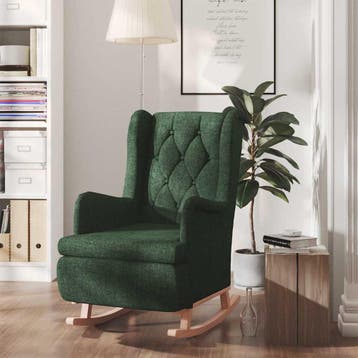 vidaXL Fauteuil met massief rubberwood schommelpoten stof, Verzenden, Nieuw