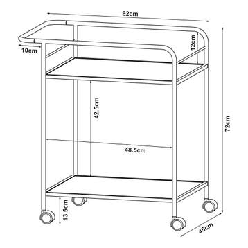 [en.casa] Keukentrolley Hole 72x62x45 cm zwart en eikenkleur, Verzenden
