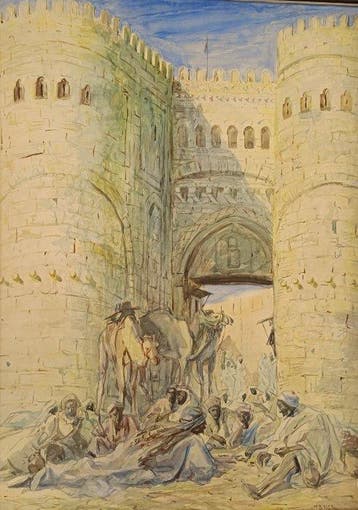 Marius Bauer (1867-1932) - Oosterse poort (groot werk), Antiek en Kunst
