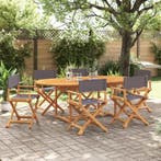 vidaXL Tuinstoelen 6 st inklapbaar stof donkergrijs, Verzenden, Nieuw, Hout