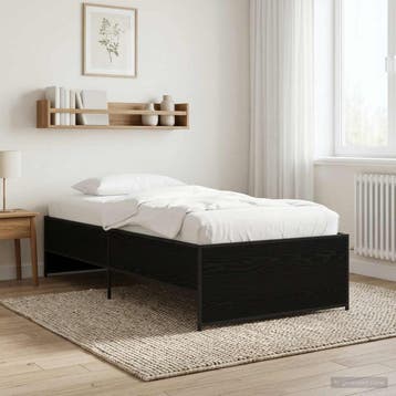 vidaXL Bedframe Zwart eiken 80 x 200 cm Bewerkt hout, Eenpersoons, Verzenden, Zwart, Nieuw
