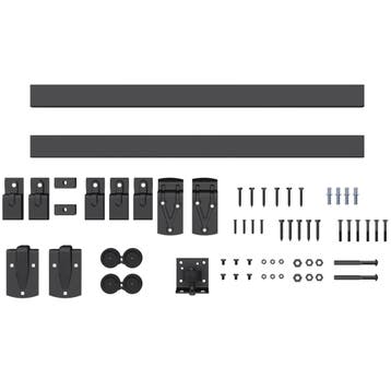 Zwaarlast Schuifdeur-Hardware-Set 244 Cm Zwart Voor Enkele D, Verzenden, Nieuw