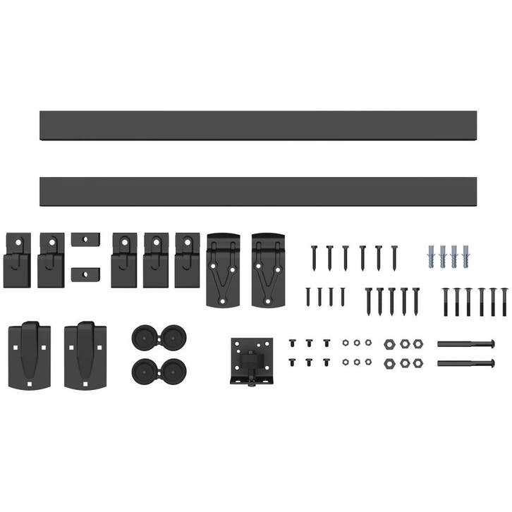 Zwaarlast Schuifdeur-Hardware-Set 244 Cm Zwart Voor Enkele D, Doe-het-zelf en Verbouw, Hout en Planken, Nieuw, Verzenden