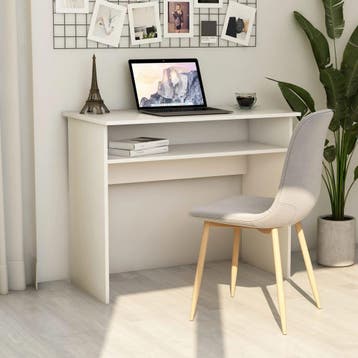 vidaXL Bureau 90x50x74 cm bewerkt hout wit, Huis en Inrichting, Verzenden, Nieuw