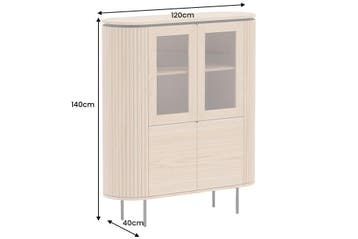 Highboard ATELIER 140 cm, naturel eikenhoutlook met zwarte, Ophalen of Verzenden, Nieuw