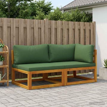 vidaXL Modulaire bankset met kussens 2 st 2-zits Massief, Tuin en Terras, Tuinsets en Loungesets, Verzenden, Nieuw, 2 zitplaatsen