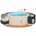 Hottub-ombouw poly rattan en massief acaciahout zwart, Tuin en Terras, Verzenden, Nieuw