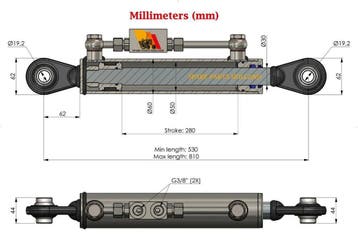 Hydraulische Topstang Cat 1-1 (530 - 810 mm) - SPH320033, Ophalen of Verzenden, Nieuw