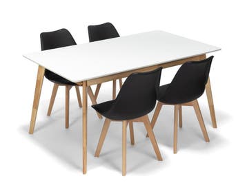 Scandinavia Eettafelset met 4 Scandino Stoelen - Zwart /, Verzenden, Nieuw