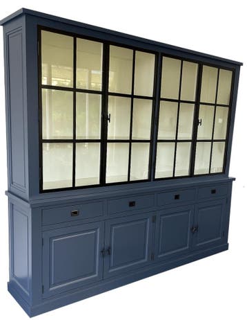 Buffetkast Soest briljantblauw met stalen deuren 250cm, Ophalen of Verzenden, Nieuw