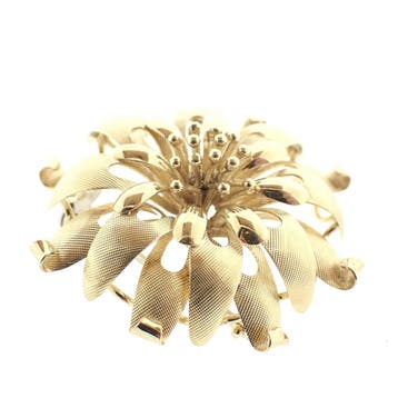 Vintage gouden bloemvormige broche, Sieraden, Tassen en Uiterlijk, Broches, Ophalen of Verzenden, Gebruikt, Goud, Goud