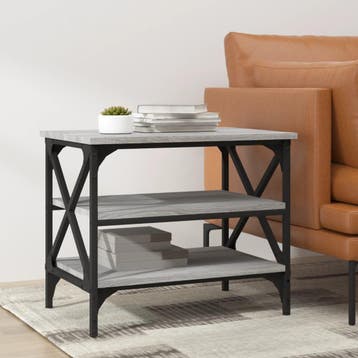 vidaXL Bijzettafel 55x38x45 cm bewerkt hout grijs sonoma, Minder dan 50 cm, 50 tot 100 cm, Verzenden, Nieuw