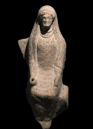 Oud-Grieks, Archaïsche Periode Terracotta Godin op de troon,