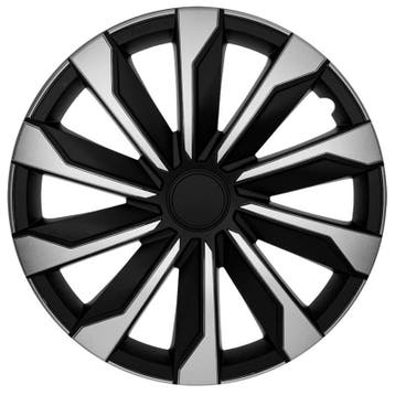 4-Delige Wieldoppen  Typhoon 17-inch zilver/zwart, Verzenden, Nieuw