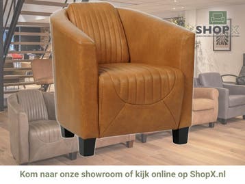 Leren fauteuil Press Special - Granada Sahara (cognac) -, Nieuw, Ophalen of Verzenden, Eigentijds, Klassiek, Retro, Romantisch, Vintage