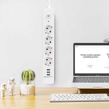 Stekkerdoos met USB - Verlengsnoer met USB - Aigi - 4, Ophalen of Verzenden, Nieuw