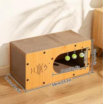 Kattenhuis met Krabplank – Houten Kattenbox 60×30×29 cm, Verzenden, Nieuw