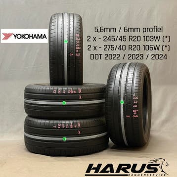 245/45/20 275/40/20 Yokohama zomerbanden 6/5,6mm profiel 4X, Auto-onderdelen, Ophalen of Verzenden, Band(en), Personenwagen, 20 inch