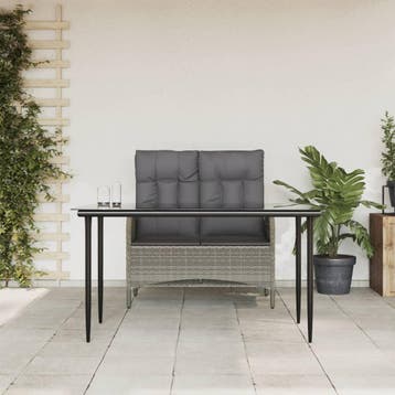 vidaXL 2-delige Tuinset met kussens poly rattan grijs, Verzenden, Nieuw, Tuinset