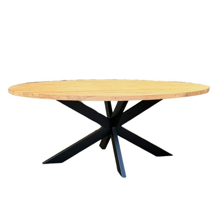 Ovale eettafel | teakhout/staal | 160 t/m 260 | v.a €815,-, Huis en Inrichting, Tafels | Eettafels, Nieuw, Teakhout, Ovaal, Ophalen of Verzenden