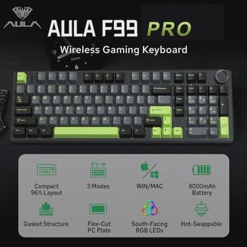 AULA F99PRO Mechanisch Gaming Toetsenbord - 99 toetsen, 3 Mo, Computers en Software, Toetsenborden, Verzenden, Nieuw