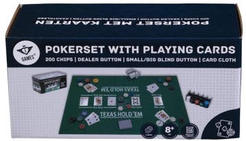 Pokerset Compleet (Kaarten, Kleed en 200 Chips) | Engelhart, Verzenden, Nieuw