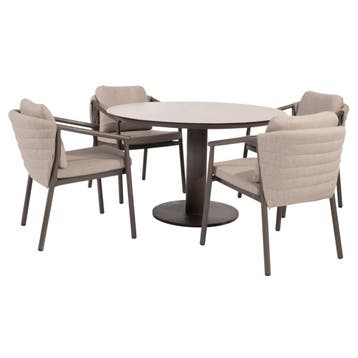 Sarah Barolo dining tuinset 120 cm rond 5 delig keramiek, Tuin en Terras, Tuinsets en Loungesets, Ophalen of Verzenden, Nieuw