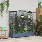 vidaXL Verhoogd Bed met Trellis en Dak Grijs 163 x 40 x 126, Verzenden, Nieuw, Minder dan 60 cm, 60 cm of meer