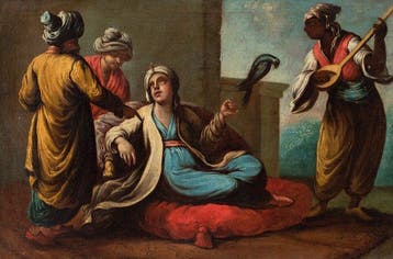 Venetian school (XVIII) - Oriental scene with figures in