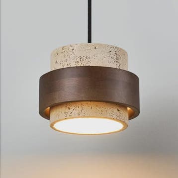 Retro Houten & Stenen Hanglamp - Sfeervolle Verlichting voor, Verzenden, Nieuw