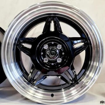 17 inch 4x100 YKW Wheels Y7673 Gloss Black Machined, Ophalen of Verzenden, Nieuw, 17 inch, Velg(en)