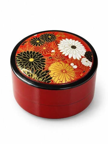 Doos - Hout, lak - Rode doos met maki-e-deksel
