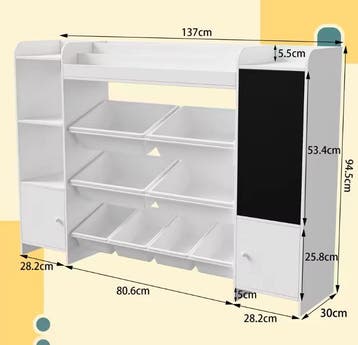 Kinderboekenplank met Open Opbergruimte en Schoolbord, Verzenden, Nieuw