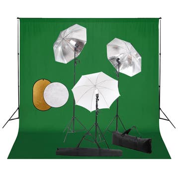 vidaXL Fotostudioset met lampen, paraplus, achtergrond en, Verzenden, Nieuw