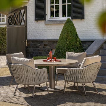 Sarah low dining tuintafel 130xH69 cm printed ceramic latte, Ophalen of Verzenden, Nieuw