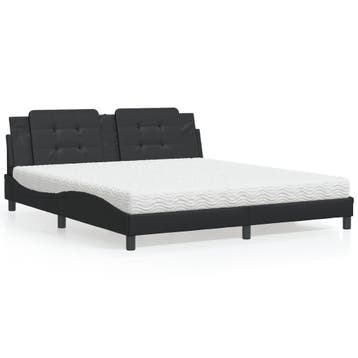 vidaXL Bed met matras Zadar kunstleer zwart 180x200 cm, Overige materialen, Eenpersoons, Verzenden, Zwart