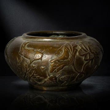Wierookbrander - Brons - Vissen en bloemen