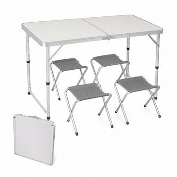 Kynast Camping Klaptafel Set - 5-delig - Aluminium - Tafel, Verzenden, Nieuw