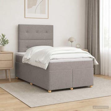 vidaXL Boxspringbed met matras met hoofdeinde Taupe 120 x, Verzenden, Nieuw, Twijfelaar