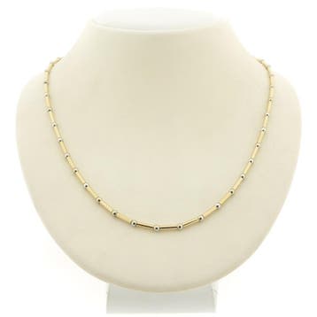 Bicolor gouden staafjes collier (Ketting), Ophalen of Verzenden, Gebruikt, Goud, Goud