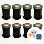 8-Stuks | SMART LED Grondspot GU10 rond | Rhodos | RVS, Ophalen of Verzenden, Nieuw, Plafondspot of Wandspot, Led