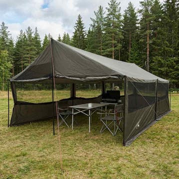 vidaXL Gezinstent Bruin grijs 600 x 400 x 268 cm Polyester, Verzenden, Nieuw, Tot en met 2