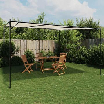 vidaXL Prieel 4x4 m 180 g/m² stof en staal wit, Verzenden, Nieuw