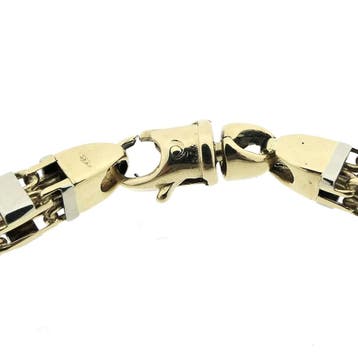 Bicolor gouden magnumschakel armband (Schakelarmband), Sieraden, Tassen en Uiterlijk, Armbanden, Ophalen of Verzenden, Gebruikt