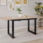 Uitschuifbare Eettafel 140–180cm – Hout en Staal Design, Huis en Inrichting, Verzenden, Nieuw, Rechthoekig