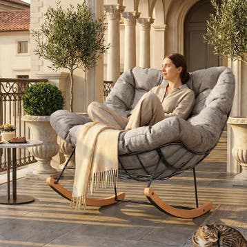Schommelstoel - Fauteuil met armleuning - Relaxfauteuil - Re, Verzenden, Zo goed als nieuw