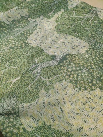 Fantastico tendone vintage dalla fantasia con alberi / made
