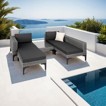 Wicker lounge Konstanza met aluminium frame - grijs, Tuin en Terras, Tuinsets en Loungesets, Verzenden, Nieuw