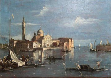Scuola vedutista veneziana (XIX) - Veduta di Venezia con, Antiek en Kunst